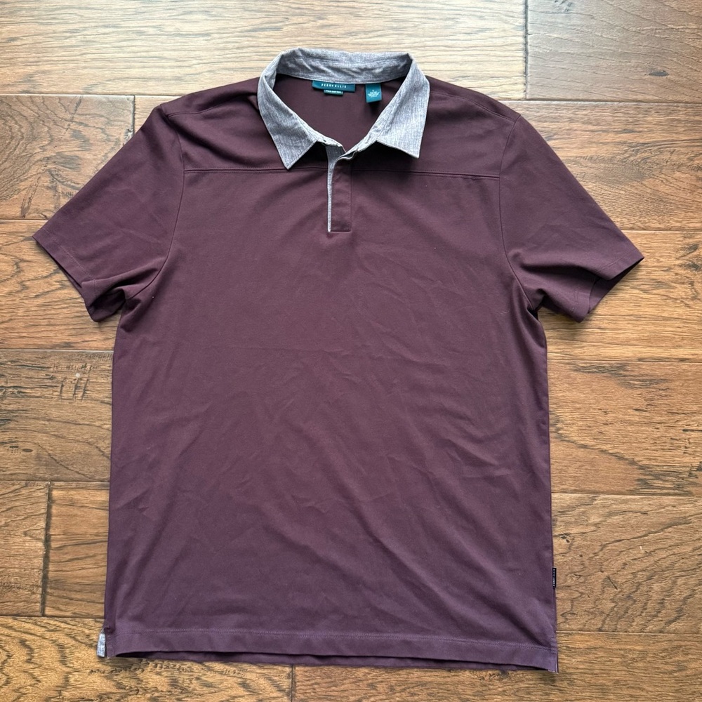 Perry Ellis Men's Size Large Maroon Short Sleeve Pima Cotton Blend Polo Shirt